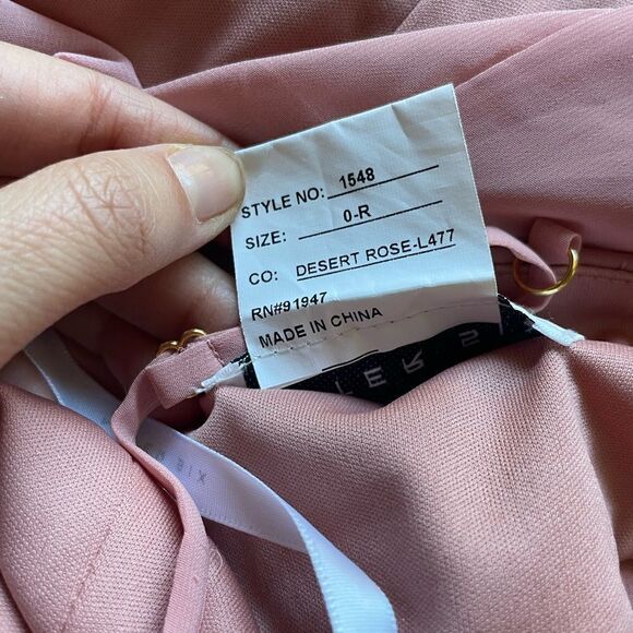 AFTER SIX TIE-BACK CUTOUT MAXI DRESS WITH FRONT SLIT IN DESERT ROSE SIZE O NWOT - Picture 4 of 9